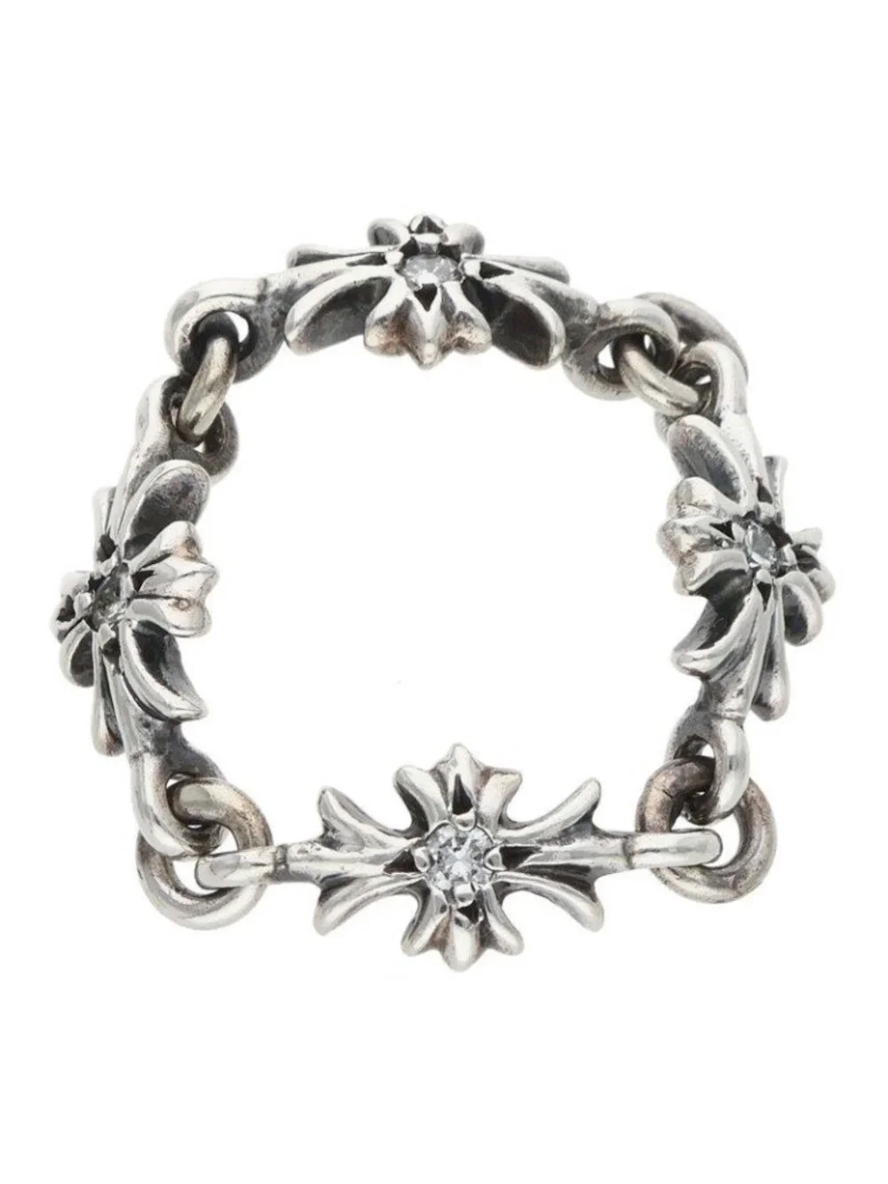 Chrome Hearts Ring Tny CH Pls Dia Tiny Ech Plus Diamond Silver